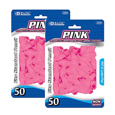 BAZIC Pink Eraser Top, Latex Free Pencil Tops Erasers, Arrowhead Caps Erasers for Kids Stu