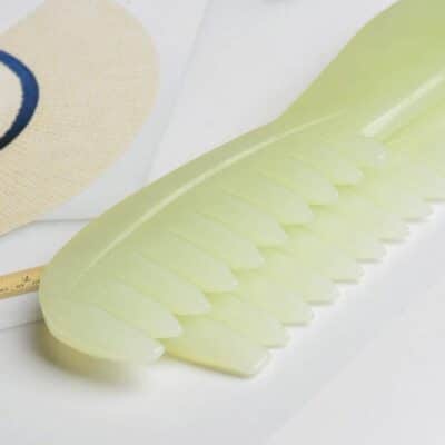 Jade Scalp Massage Comb, Natural Jade Stone Gua Sha Scraping Massage Tool for Arms, Legs, - Image 4