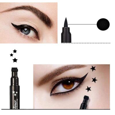 Pinkiou 2 in 1 Double-headed Liquid Eyeliner Pen Stamp Super Slim Gel Felt Tip High Pigmen - Image 8