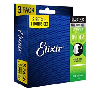 Elixir Strings, Electric Guitar Strings, Nickel Plated Steel with OPTIWEB Coating, Longest