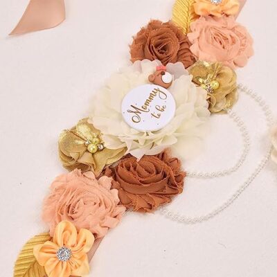 CheeseandU 4Pcs Baby Shower Sash Mommy and Daddy to Be Tinplate Badge, Sunflower Crown Gar - Image 2