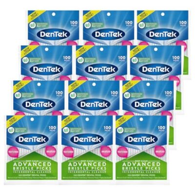 DenTek Deep Clean Bristle Picks, Removes Food & Plaque, 100 Count, Pack of 12