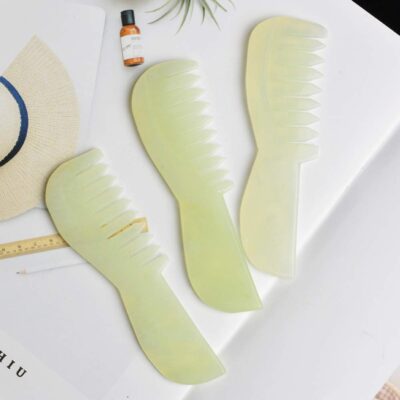 Jade Scalp Massage Comb, Natural Jade Stone Gua Sha Scraping Massage Tool for Arms, Legs, - Image 5