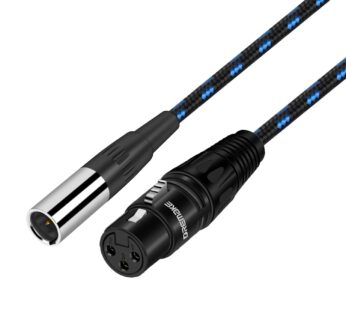 DREMAKE 5FT Mini XLR Male to Standard XLR Female Converter Cable, 3-Pin XLR to Mini XLR Mi