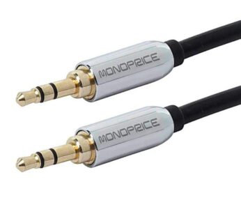 Monoprice Audio Cable – 10 Feet – Black | 3.5mm Stereo Male to 3.5mm Stereo Male Gold Plat