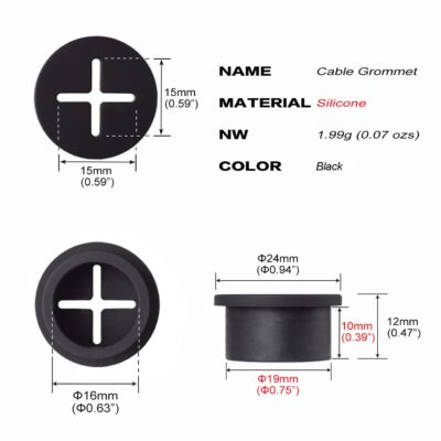 Keenkee Cable Cord Grommet 3/4 Inch Flexible Wire Rubber Grommets for Desk and Other Furni - Image 2