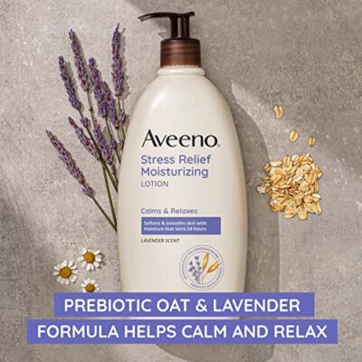 Aveeno Daily Stress Relief Body Lotion with Lavender Scent for Moisturizing , Natural Oatm - Image 4