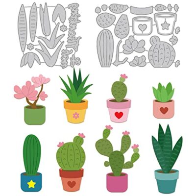 GLOBLELAND Potted Plants Die-Cuts Set Succulent Pot Cactus Cutting Dies for DIY Scrapbooki