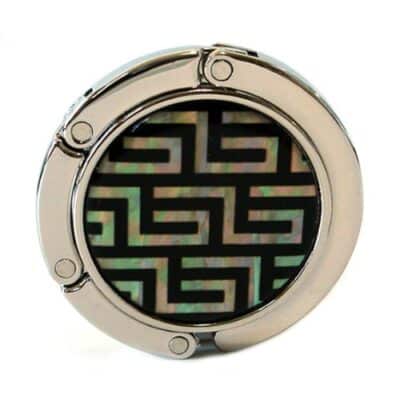 Antique Alive Mother of Pearl Lattice Black Foldable Table Purse Caddy Handbag Holder Hang - Image 2