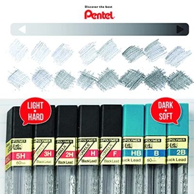 Pentel Super Hi-Polymer Lead Refill, 0.5mm, Fine, 4B, 144 Pieces of Lead (C505-4B),Gray - Image 10