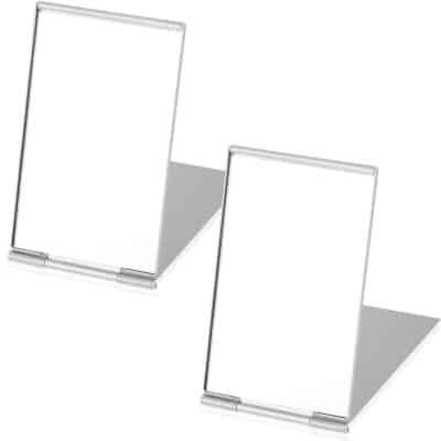 Blulu 2 Pieces Mini Portable Folding Mirrors for Purse, Ultra Slim Pocket Makeup Travel Mi