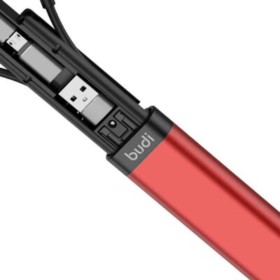 fonefunshop Budi 9-in-1 Essential Travel Charging & Data Sync Cable Stick - Red - Image 3