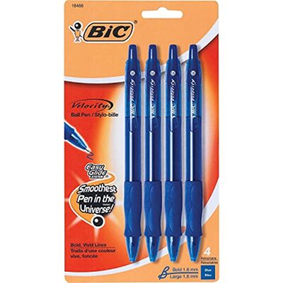 BIC VLGBP41-Blu Velocity Bold Retractable Ball Pen, Bold Point (1.6mm), Blue, 4-Count - Image 6