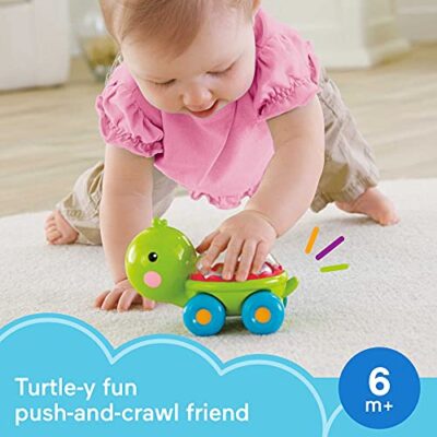 Fisher-Price Baby Crawling Toy Poppity Pop Turtle Push-Along Vehicle with Ball Popping Sou - Image 2