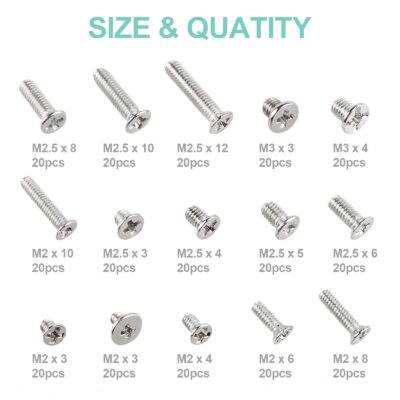 QTEATAK 300Pcs Silver Laptop Notebook Computer Replacement Screws Kit for Laptop SSD Hard - Image 2