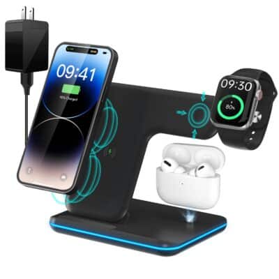 Wireless Charger 3 in 1 Charging Station for Apple: Wireless Phone Stand for iPhone 15/14/