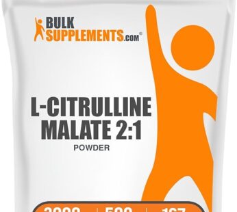 BulkSupplements.com L-Citrulline Malate 2:1 Powder – L Citrulline Malate Supplement, Citrulline Malate Powder – Unflavored & Gluten Free – 3g per Servings, 500g (1.1 lbs) (Pack of 1)