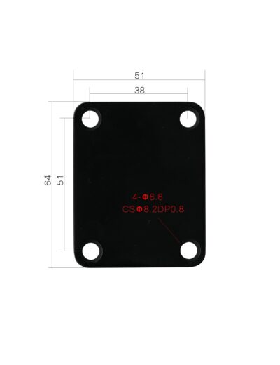 Metallor Guitar Neck Plate Standard 4 Holes with Screws 64 x 51mm Compatible with Strat Te - Image 2