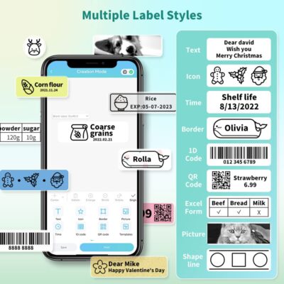 Phomemo Label Maker Machine with Tape, D35 Wireless Bluetooth Labels Maker Portable Mini L - Image 8