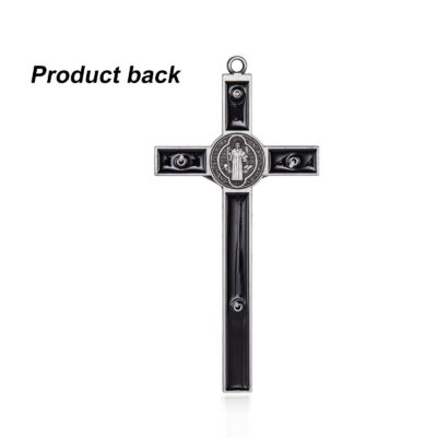 Wellcho Black Enamel Crucifix Wall Cross -Saint Benedict Metal Wall Art-7 Inch Cross Give - Image 3
