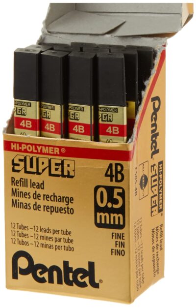 Pentel Super Hi-Polymer Lead Refill, 0.5mm, Fine, 4B, 144 Pieces of Lead (C505-4B),Gray - Image 4