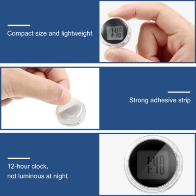 Frienda Mini Motorcycle Clocks Waterproof Stick-On Motorbike Mount Watch Digital Clocks fo - Image 3