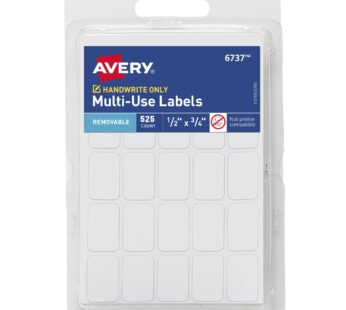 Avery Multi-Use Removable Labels, 1/2″ x 3/4″, White, Non-Printable, 525 Blank Labels Tota