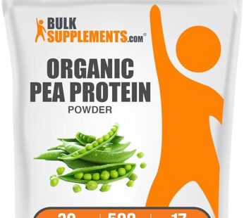 BulkSupplements.com Organic Pea Protein Powder – Vegan Protein Powder, Pea Protein Powder – Unflavored, Plant Based Protein – Gluten Free, 30g per Serving, 500g (1.1 lbs) (Pack of 1)