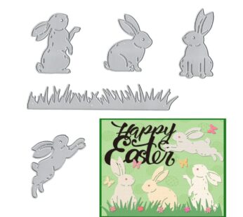 Metal Easter Bunny Rabbit Background Die Cuts for Card Making, Leaves Frame Cutting Dies f