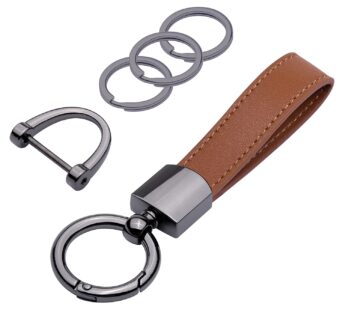 Wisdompro Genuine Leather Car Keychain, Universal Key Fob Keychain Leather Key Chain Holde