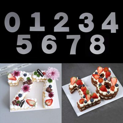 RAYNAG Cake Stencils (0-8 Number) Flat Plastic Mold Numerical Templates Cutting for DIY Ca