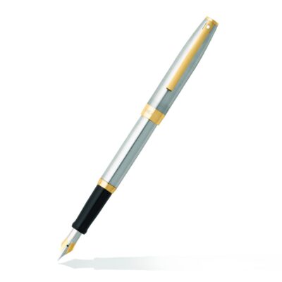 Sheaffer Sagaris Medium Nib Fountain Pen, Brushed Chrome, Gold Tone Trim (E0947353) - Image 2
