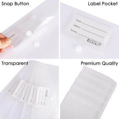 EOOUT 30pcs Plastic Envelopes, Clear Envelopes with Snap Closure, Document Folders Letter - Image 3