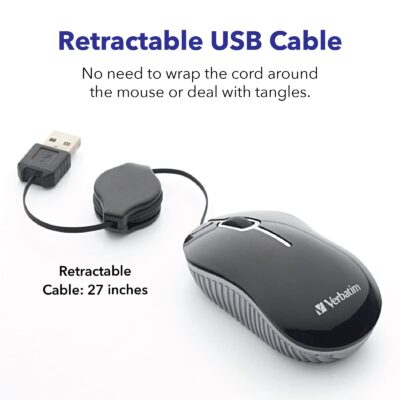 Verbatim Wired Optical Computer Mini USB-A Mouse - Plug & Play Corded Small Travel Mouse w - Image 4