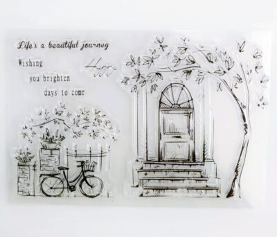 WooYangFun Life is a beaufiful Journey Bicycle Flower Door Window Rubber Clear Stamp for C