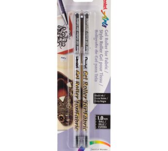 Pentel Arts Gel Roller for Fabric, 1.0mm Bold Lines, Permanent, Black Ink, Pack of 2 (BN15