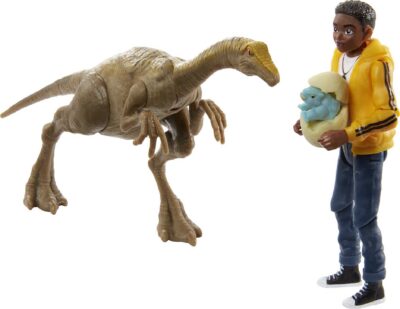 Mattel Jurassic World Toys Camp Cretaceous Darius and Gallimimus Human and Dino Pack with - Image 3