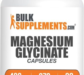 BulkSupplements.com Magnesium Glycinate Capsules – Magnesium Bisglycinate, Magnesium Supplement, Magnesium Glycinate 400mg – Gluten Free, 3 Capsules per Serving, 270 Capsules (Pack of 1)