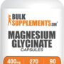BulkSupplements.com Magnesium Glycinate Capsules - Magnesium Bisglycinate, Magnesium Supplement, Magnesium Glycinate 400mg - Gluten Free, 3 Capsules per Serving, 270 Capsules (Pack of 1)