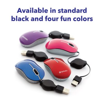 Verbatim Wired Optical Computer Mini USB-A Mouse - Plug & Play Corded Small Travel Mouse w - Image 7