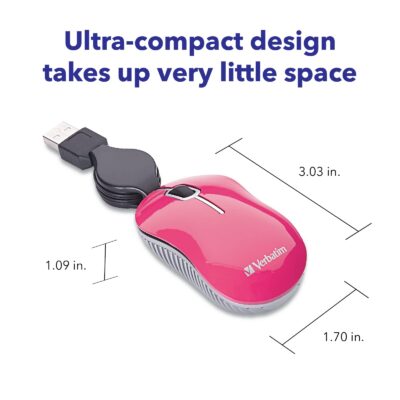 Verbatim Wired Optical Computer Mini USB-A Mouse - Plug & Play Corded Small Travel Mouse w - Image 3