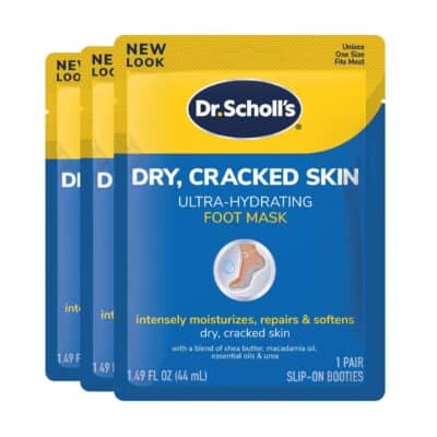 Dr. Scholl's Ultra Hydrating Foot Mask 3 Pack , Intensely Moisturizes Repairs and Softens
