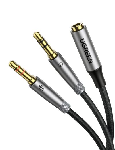 UGREEN Headphone Splitter Adapter 3.5mm 2 Male to Female Smartphone Headset Cable Mic and