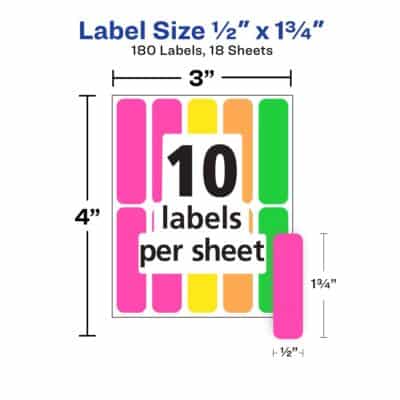 Avery Color-Coding Removable Labels, 1/2" x 1-3/4", Assorted Neon Colors, Non-Printable, 1 - Image 4