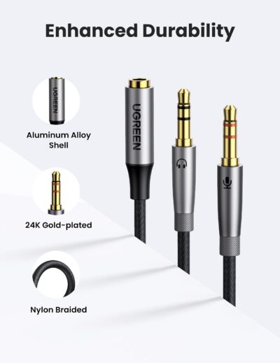 UGREEN Headphone Splitter Adapter 3.5mm 2 Male to Female Smartphone Headset Cable Mic and - Image 6