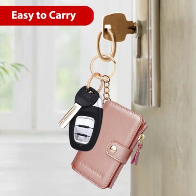 Card Holder,M-Plateau Womens Wallet PU Leather Keychain Wallet Wristlet With Zipper Coin P - Image 5