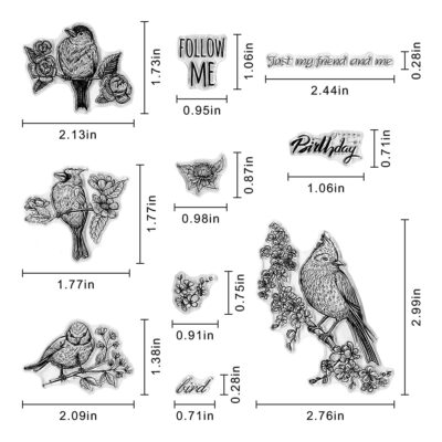 Birds Flowers Birthday Clear Stamps for Card Making Scrapbooking and Words Transparent Sta - Image 2