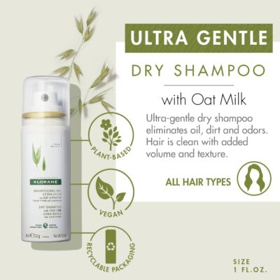 Klorane Dry Shampoo with Oat Milk, Ultra-Gentle, All Hair Types, No White Residue, Paraben - Image 2