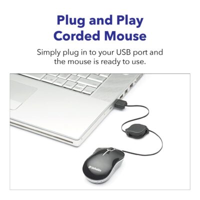 Verbatim Wired Optical Computer Mini USB-A Mouse - Plug & Play Corded Small Travel Mouse w - Image 5