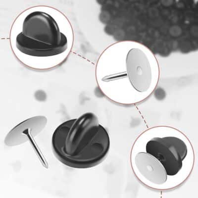 JANYUN 80 Pairs Rubber Blank Pin Backs Butterfly Clutch Backings Holder Tie Tacks Keepers - Image 3